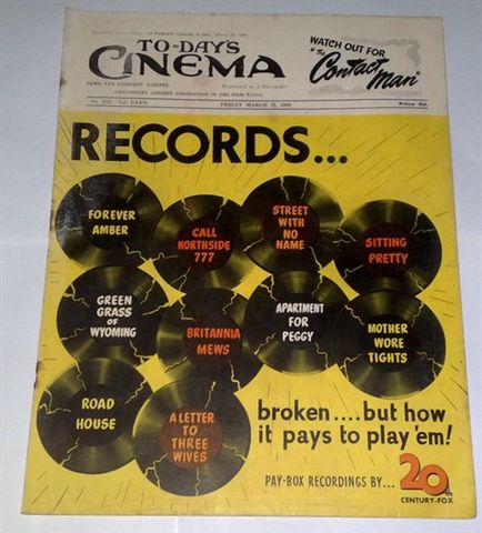 TODAYS CINEMA magazine side cover 15 March 1949