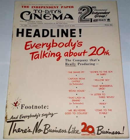 TODAYS CINEMA magazine side cover 6 July 1949