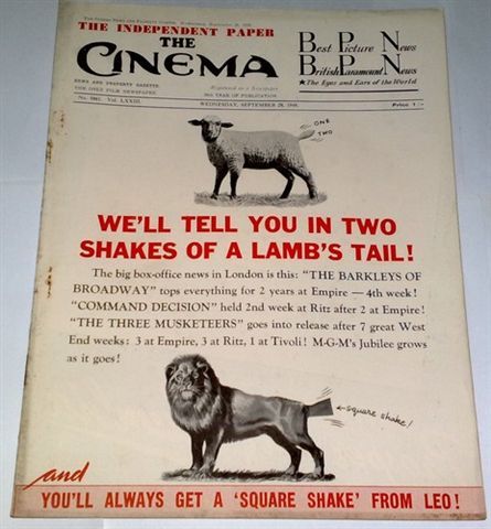 TODAYS CINEMA magazine side cover 28 September 1949