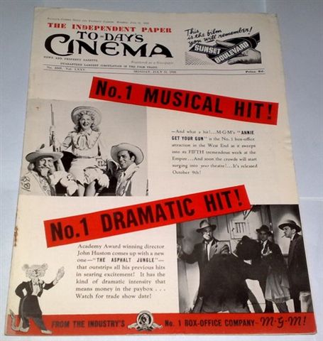 TODAYS CINEMA magazine side cover ? July 1950