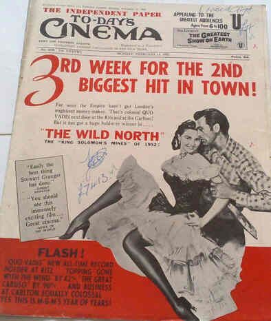 TODAYS CINEMA magazine side cover 11 February 1952