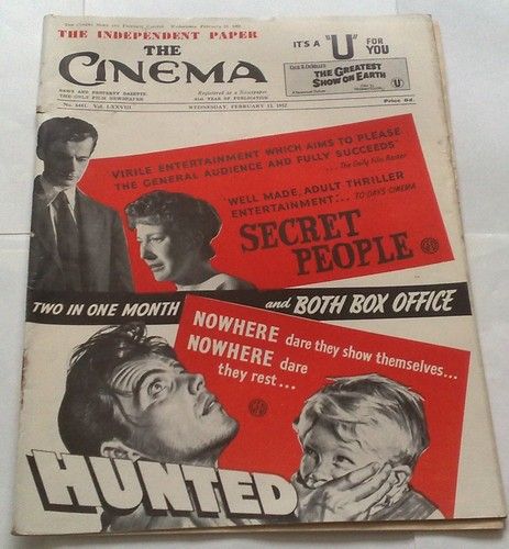 TODAYS CINEMA magazine side cover 18 February 1952