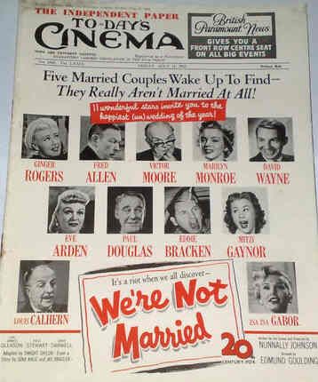 TODAYS CINEMA magazine side cover 11 July 1952