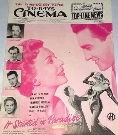 TODAYS CINEMA magazine side cover 25 October 1952