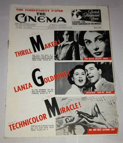 TODAYS CINEMA magazine side cover ? November 1952