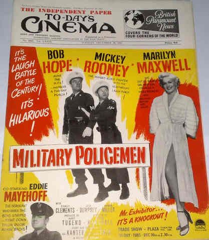 TODAYS CINEMA magazine side cover 20 December 1952