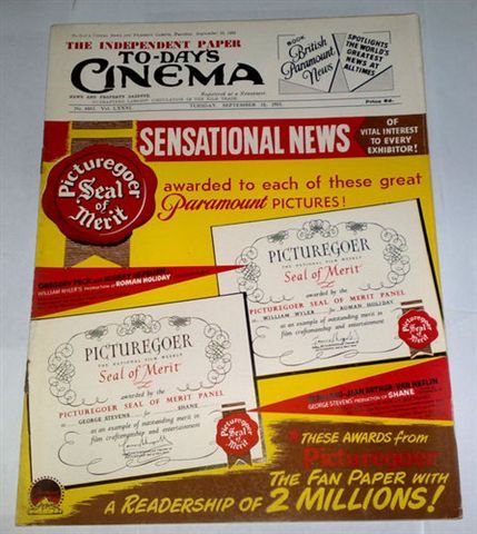TODAYS CINEMA magazine side cover ? September 1953