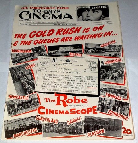 TODAYS CINEMA magazine side cover 12 January 1954