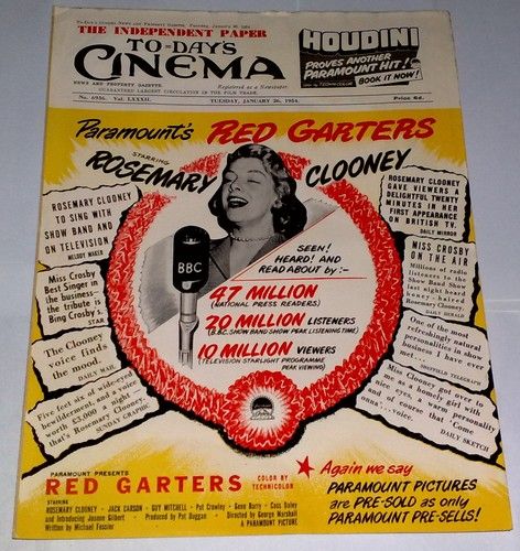 TODAYS CINEMA magazine side cover 26 January 1954