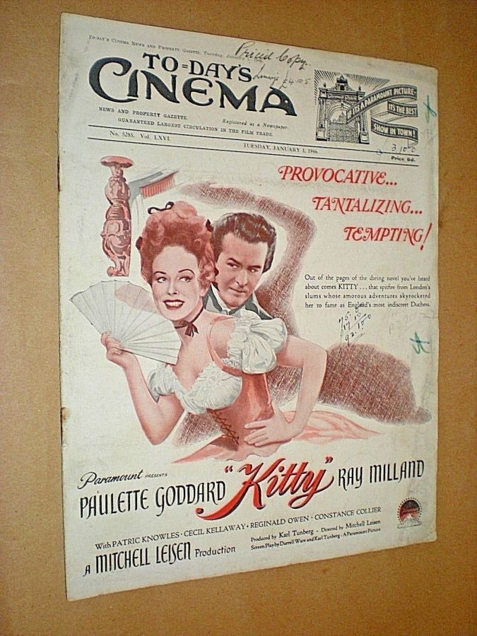 TODAYS CINEMA magazine side cover Issue 5285 1 January 1946