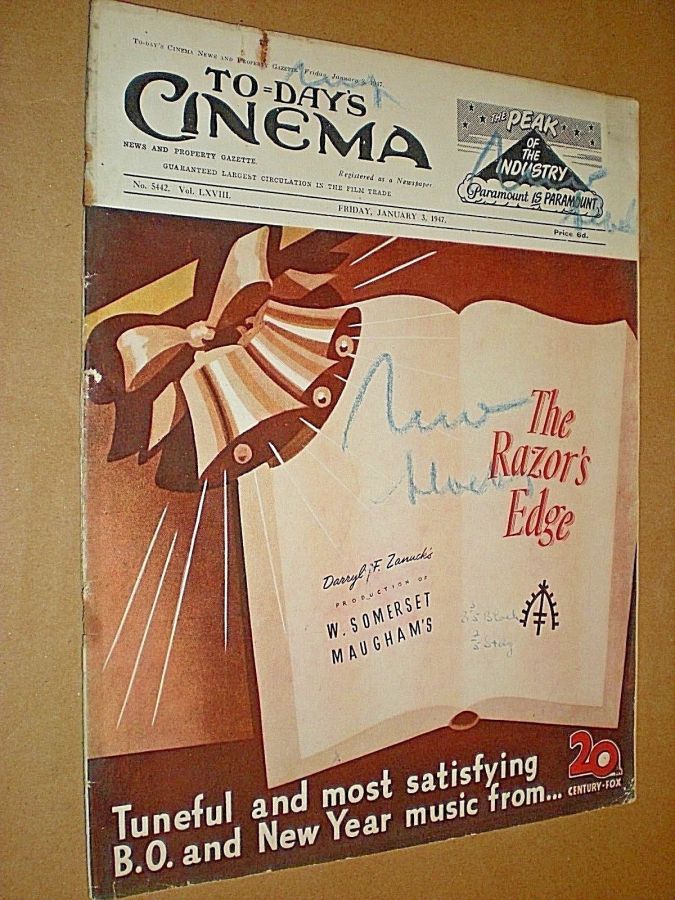 TODAYS CINEMA magazine side cover Issue 5442 3 January 1947