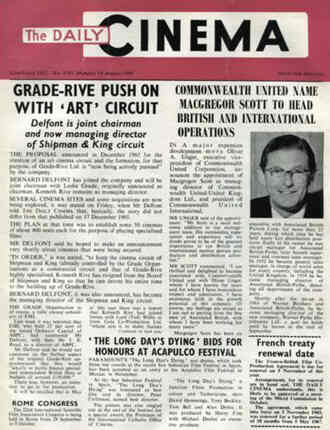 TODAYS CINEMA magazine side cover 19 August 1968