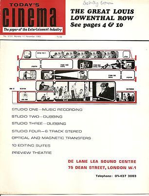 TODAYS CINEMA magazine side cover 17 November 1969