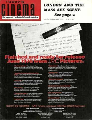 TODAYS CINEMA magazine side cover 6 March 1970