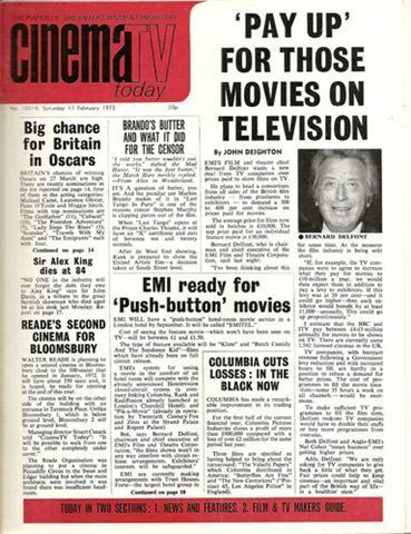 TODAYS CINEMA magazine side cover 12 February 1973