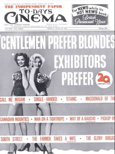 TODAYS CINEMA magazine side cover 12 June 1953