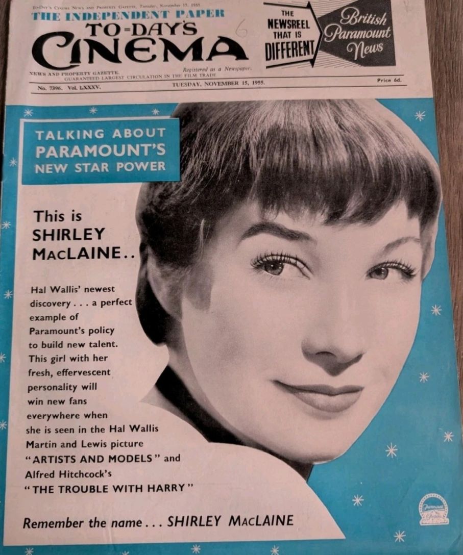 TODAYS CINEMA magazine side cover 15 November 1955