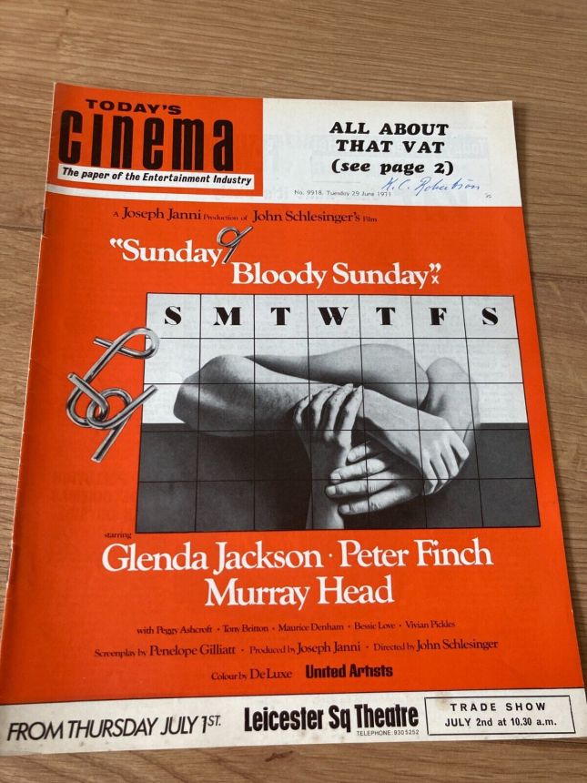 TODAYS CINEMA magazine side cover Issue 9918 29 June 1971