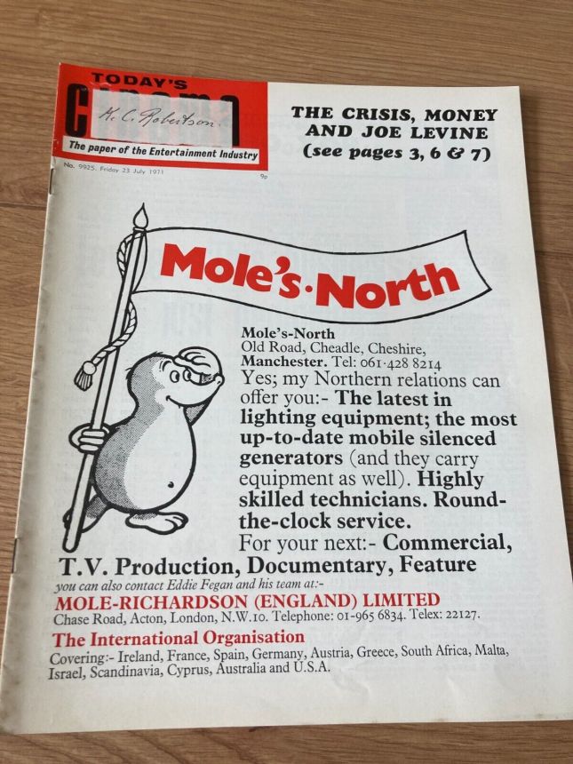 TODAYS CINEMA magazine side cover Issue 9925 23 July 1971