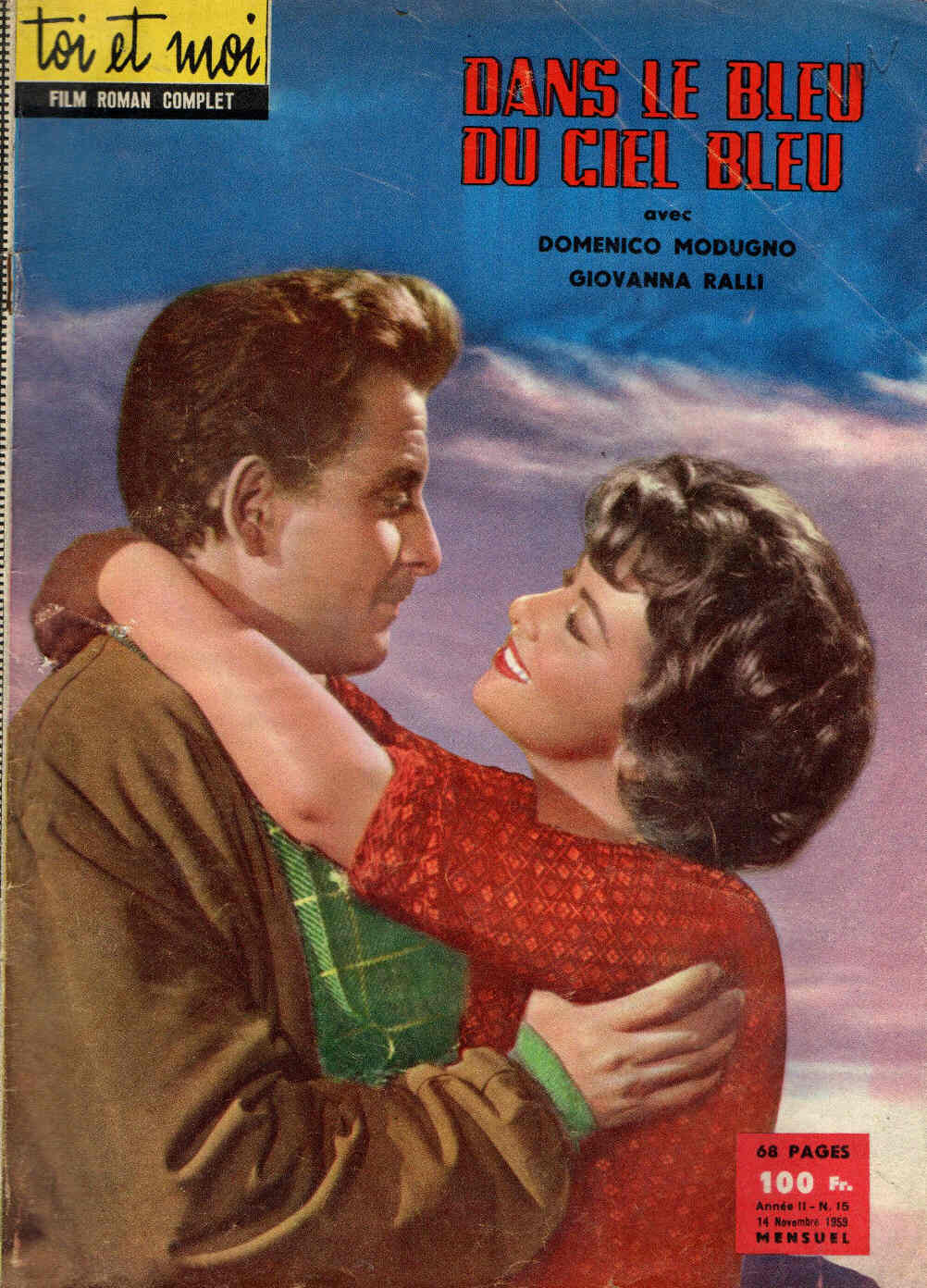 TOI ET MOI magazine side cover Issue 15 14 November 1959