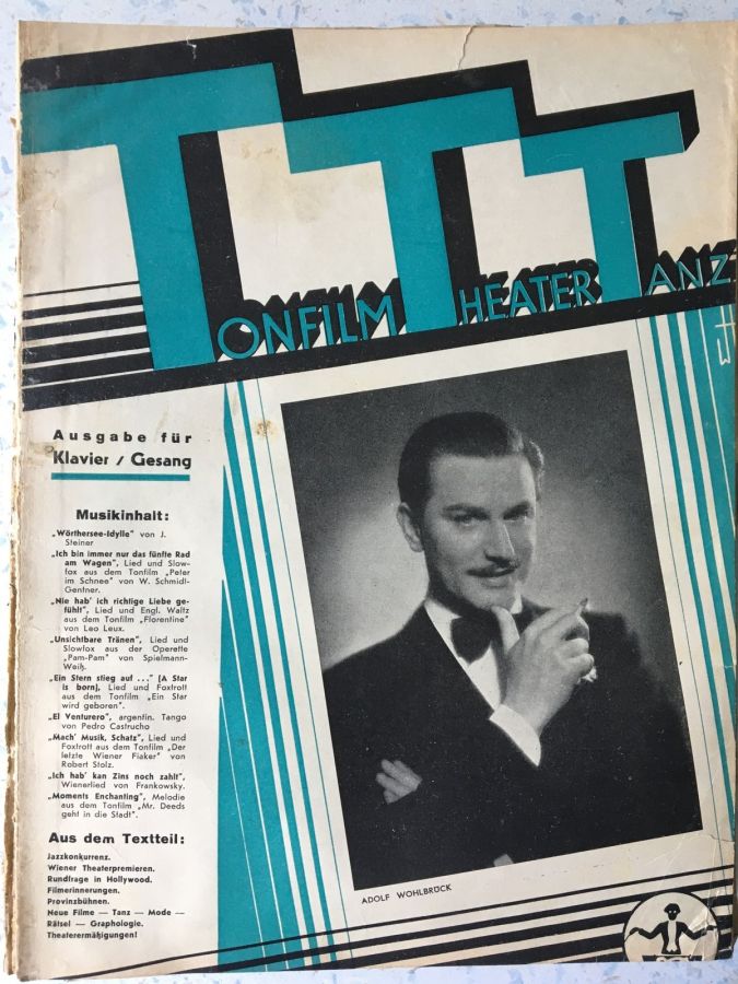 TONFILM THEATER TANZ magazine side cover Issue 1   1938