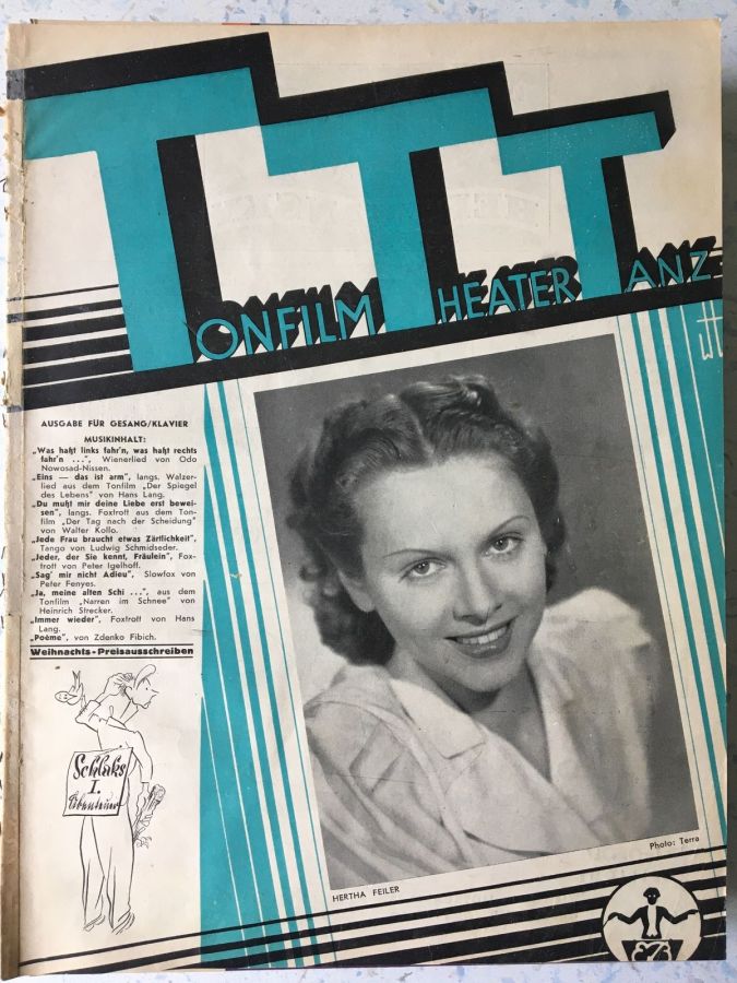 TONFILM THEATER TANZ magazine side cover Issue 12   1938