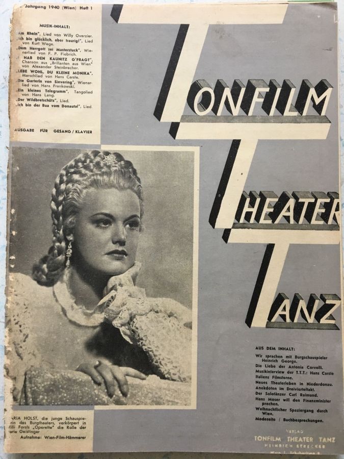 TONFILM THEATER TANZ magazine side cover Issue 1   1940