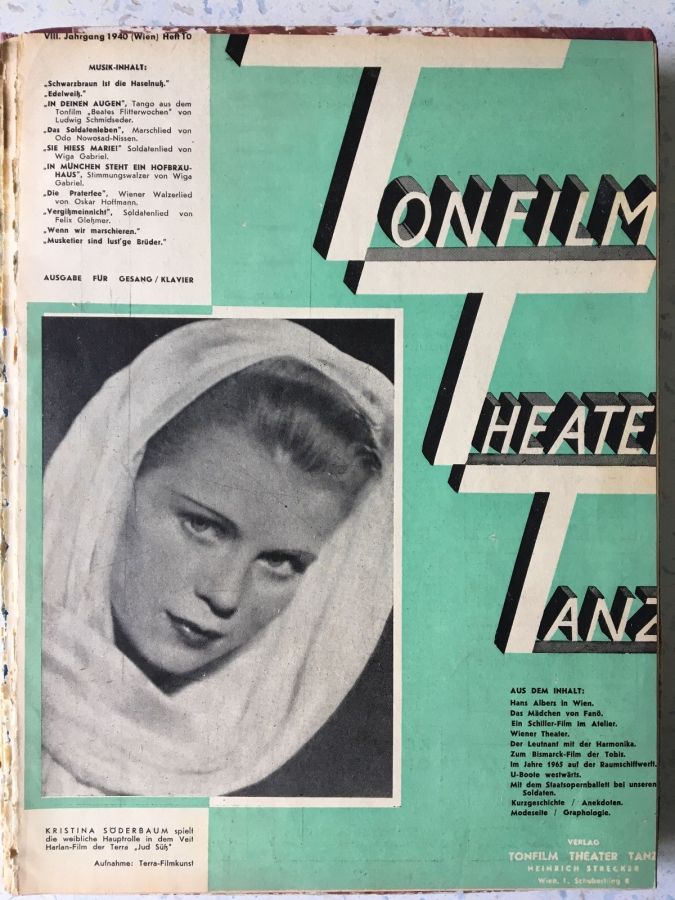 TONFILM THEATER TANZ magazine side cover Issue 10   1940