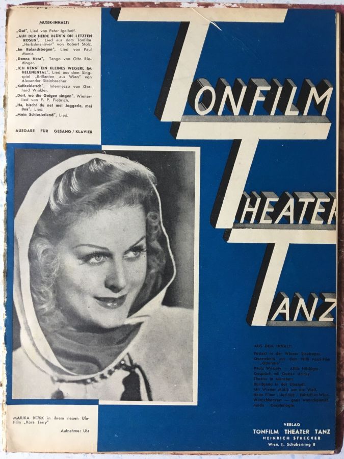 TONFILM THEATER TANZ magazine side cover Issue 11   1940