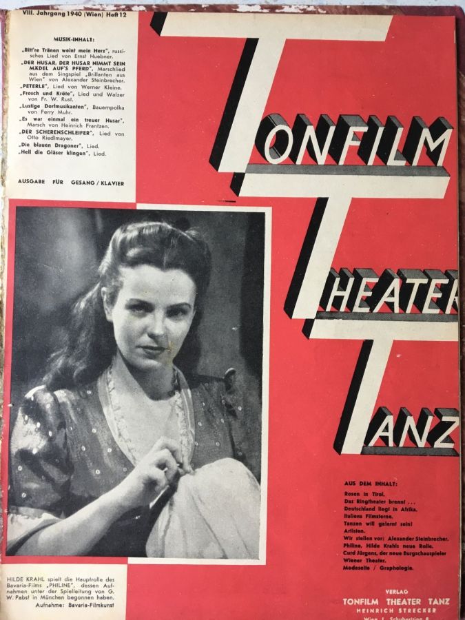 TONFILM THEATER TANZ magazine side cover Issue 12   1940