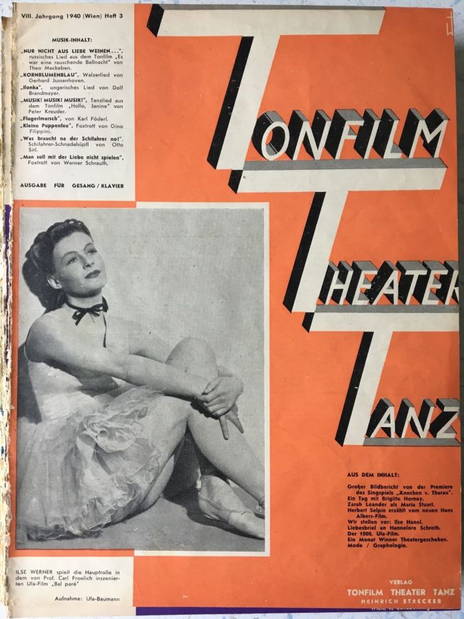 TONFILM THEATER TANZ magazine side cover Issue 3   1940