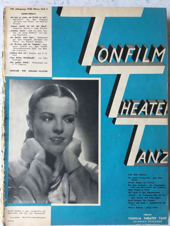 TONFILM THEATER TANZ magazine side cover Issue 5   1940