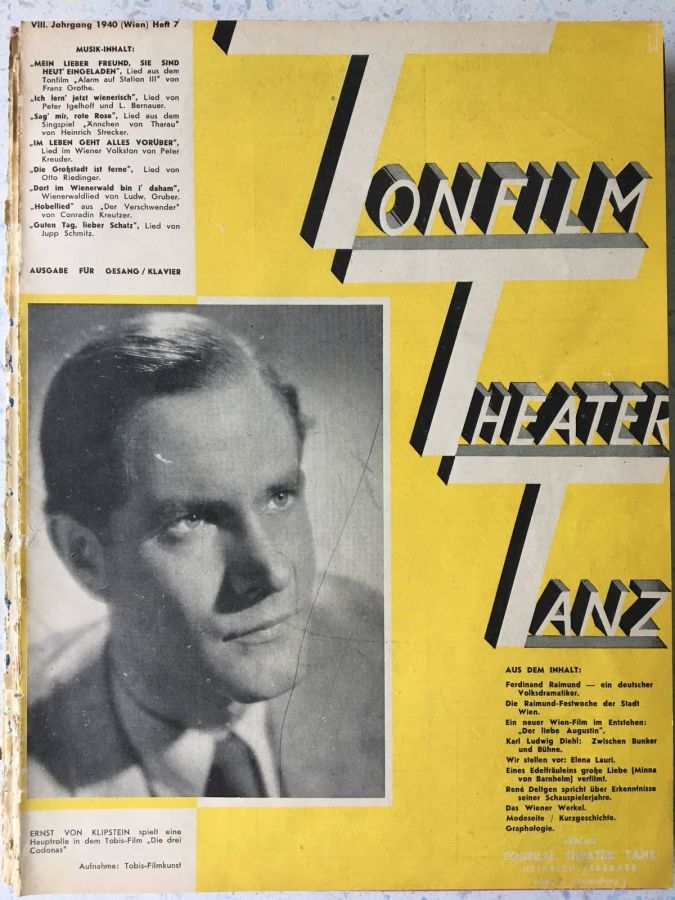 TONFILM THEATER TANZ magazine side cover Issue 7   1940