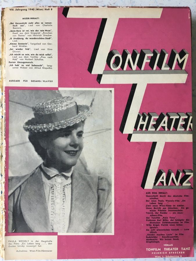 TONFILM THEATER TANZ magazine side cover Issue 8   1940