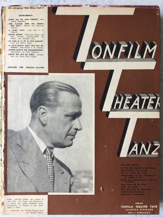 TONFILM THEATER TANZ magazine side cover Issue 9   1940