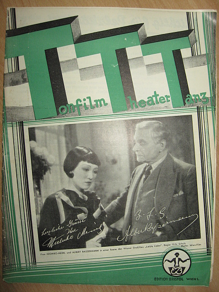 TONFILM THEATER TANZ magazine side cover Issue 2  1930