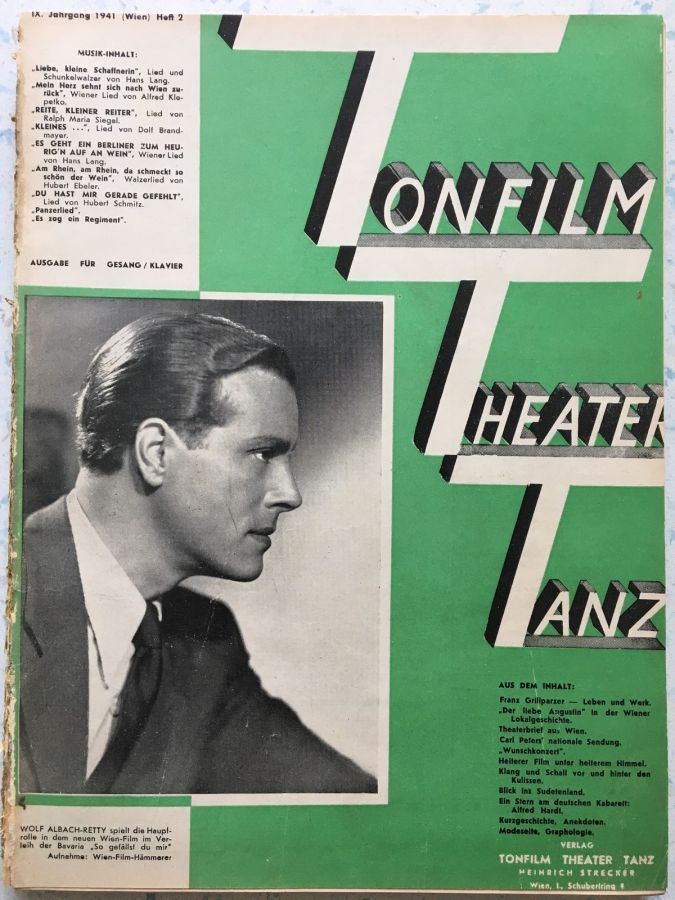 TONFILM THEATER TANZ magazine side cover Issue 2  1941