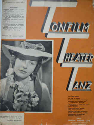 TONFILM THEATER TANZ magazine side cover Issue 3  1941