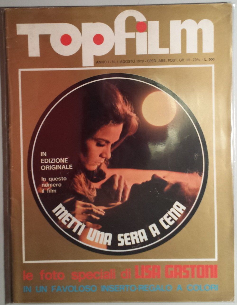 TOPFILM magazine side cover Issue 1 August 1970