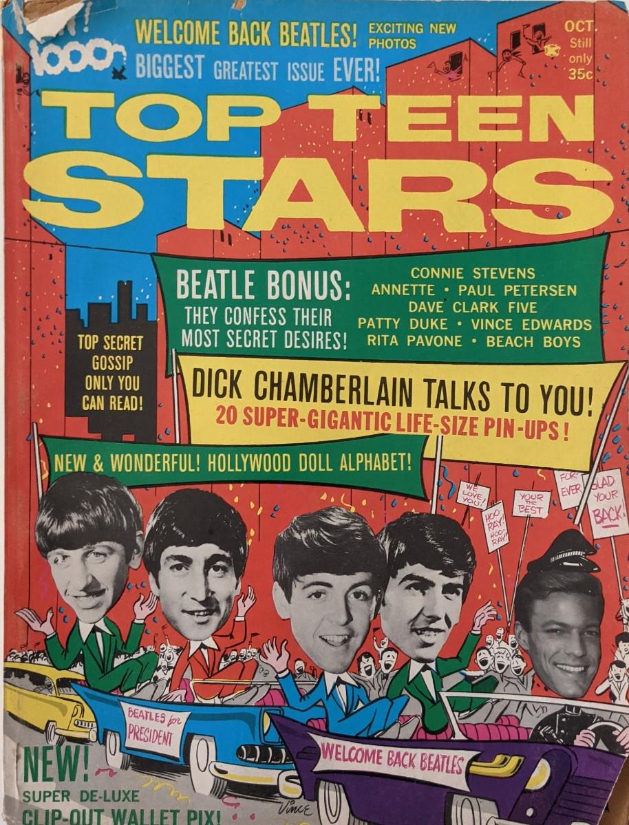 TOP TEEN STARS magazine side cover  October 1964