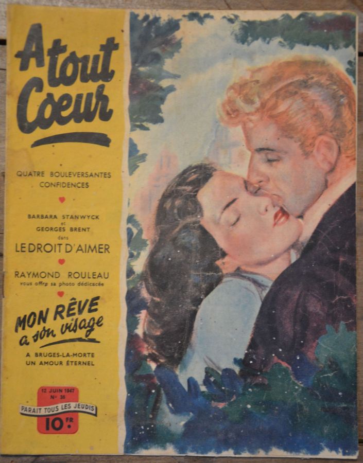 A TOUT COEUR magazine side cover Issue 36 12 June 1947