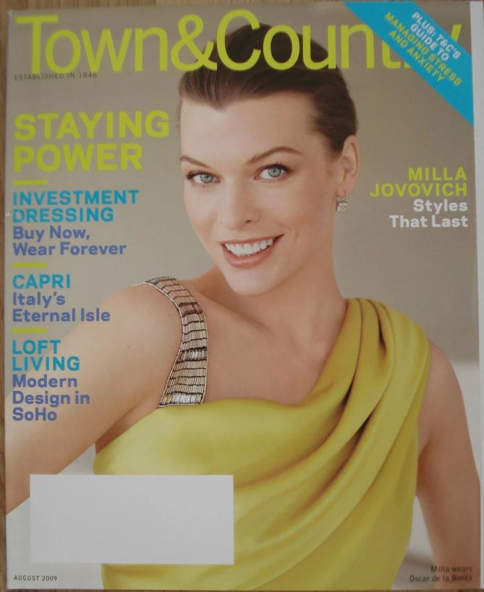 TOWN AND COUNTRY magazine side cover  August 2009