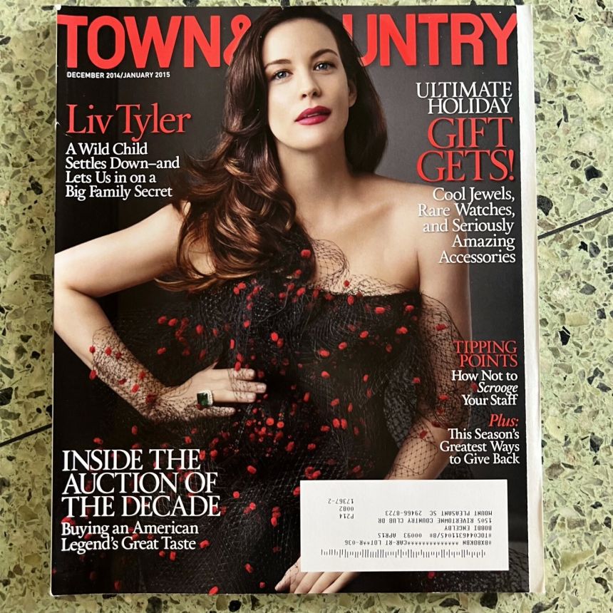 TOWN AND COUNTRY magazine side cover  December 2014/ January 2015 