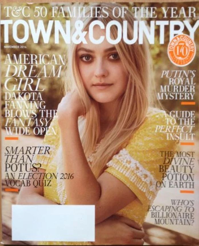 TOWN AND COUNTRY magazine side cover  November 2016