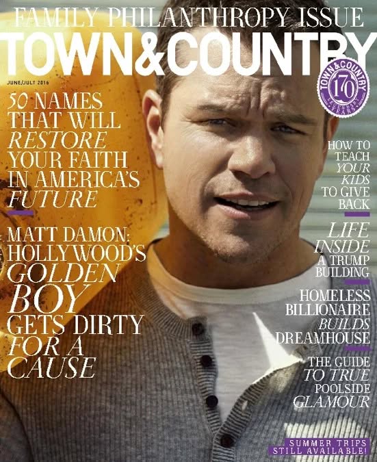 TOWN AND COUNTRY magazine side cover 7 June 2016