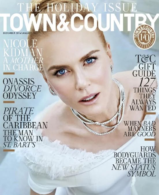 TOWN AND COUNTRY magazine side cover  December 2016/ January 2017 