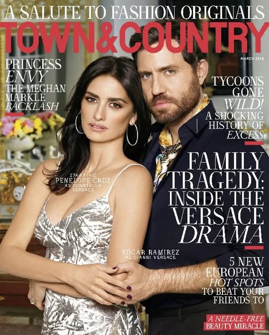TOWN AND COUNTRY magazine side cover  March 2018