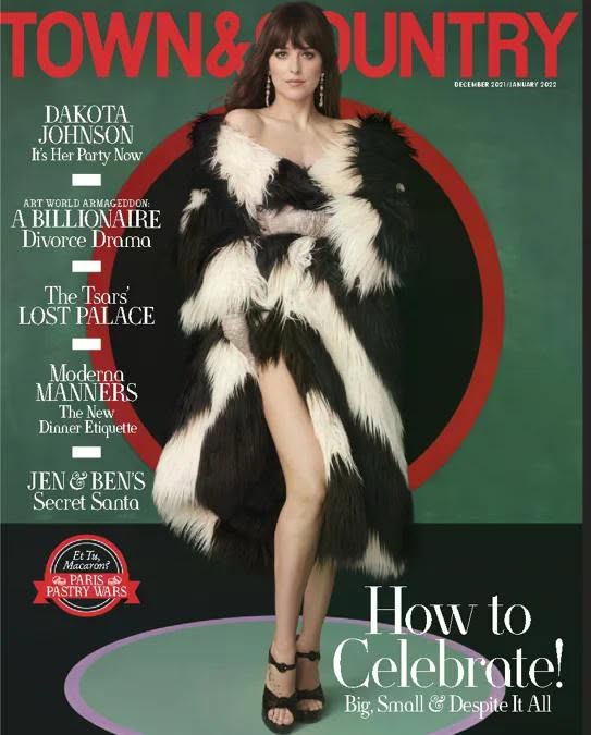 TOWN AND COUNTRY magazine side cover  December 2021