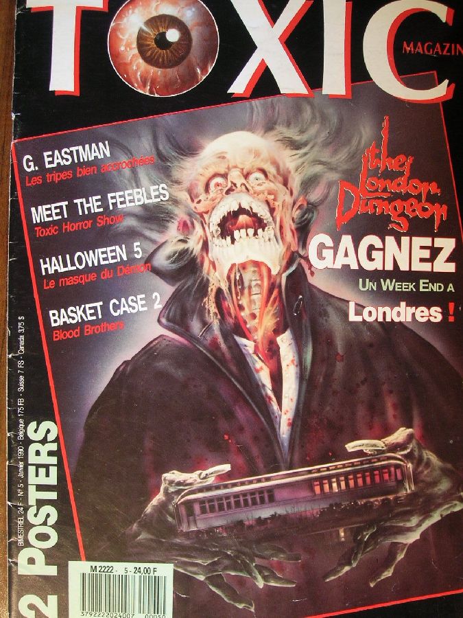 TOXIC magazine side cover Issue 5  1st series January 1990