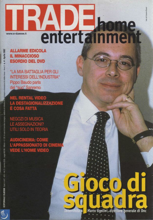 TRADE HOME ENTERTAINMENT magazine side cover April 2002